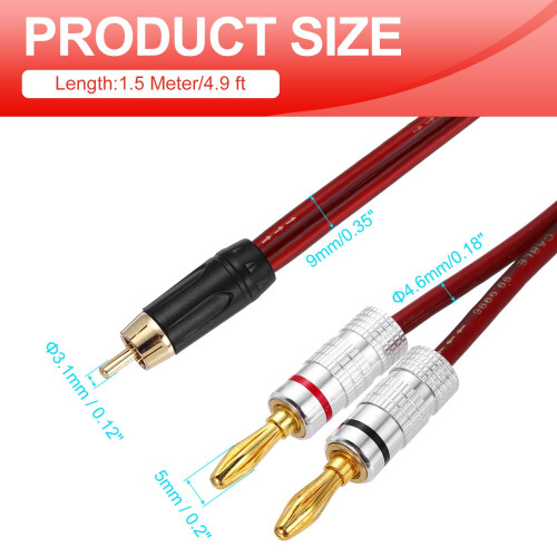 sourcing map 2 Pcs 1 RCA to 2 4mm Banana Plug Spea 1