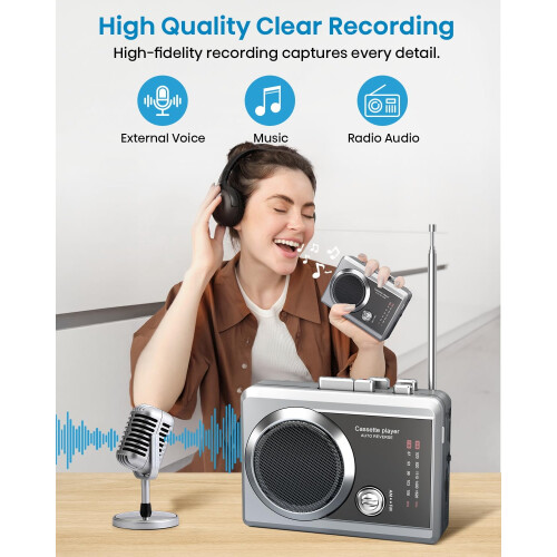 Portable Cassette Player Recorder AM/FM Radio, Com 1