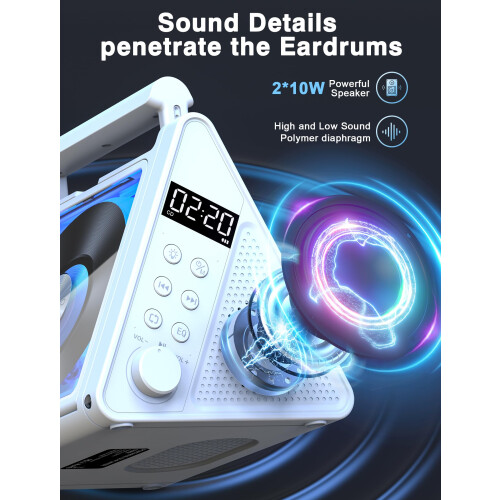 Greadio Portable CD Players for Home, 2 * 10W HIFI 2