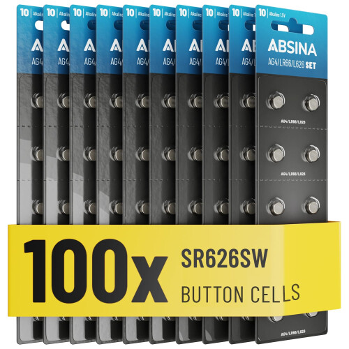 ABSINA 100x LR66 AG4 button cell watch battery 1.5