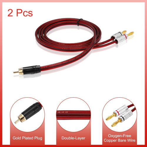 sourcing map 2 Pcs 1 RCA to 2 4mm Banana Plug Spea 2