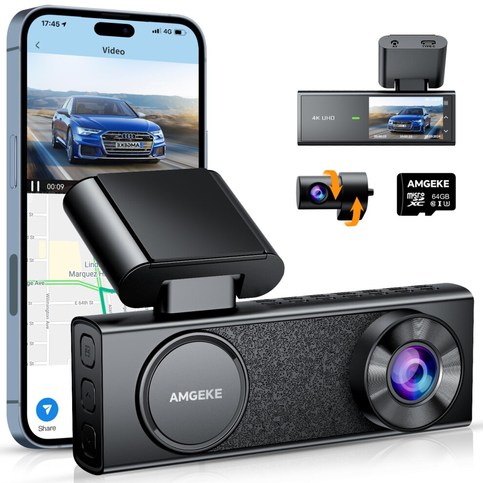 Amgeke 4K Dash Cam Front And Rear, Starvis Sensor, 77024633