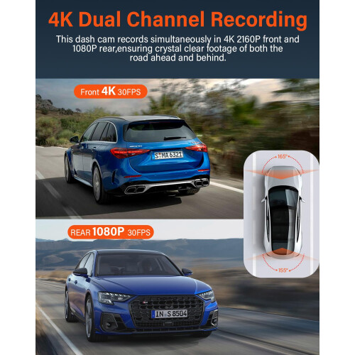 AMGEKE 4K Dash Cam Front and Rear, STARVIS Sensor, 1