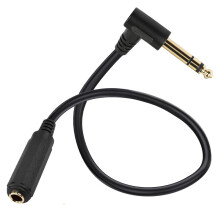Right Angle 6.35 male to female cable, 1/4 Stereo