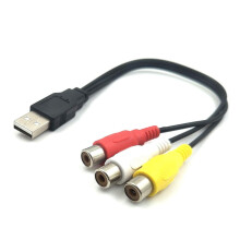 USB 2.0 A Male to 3 RCA Female Splitter Audio Vide