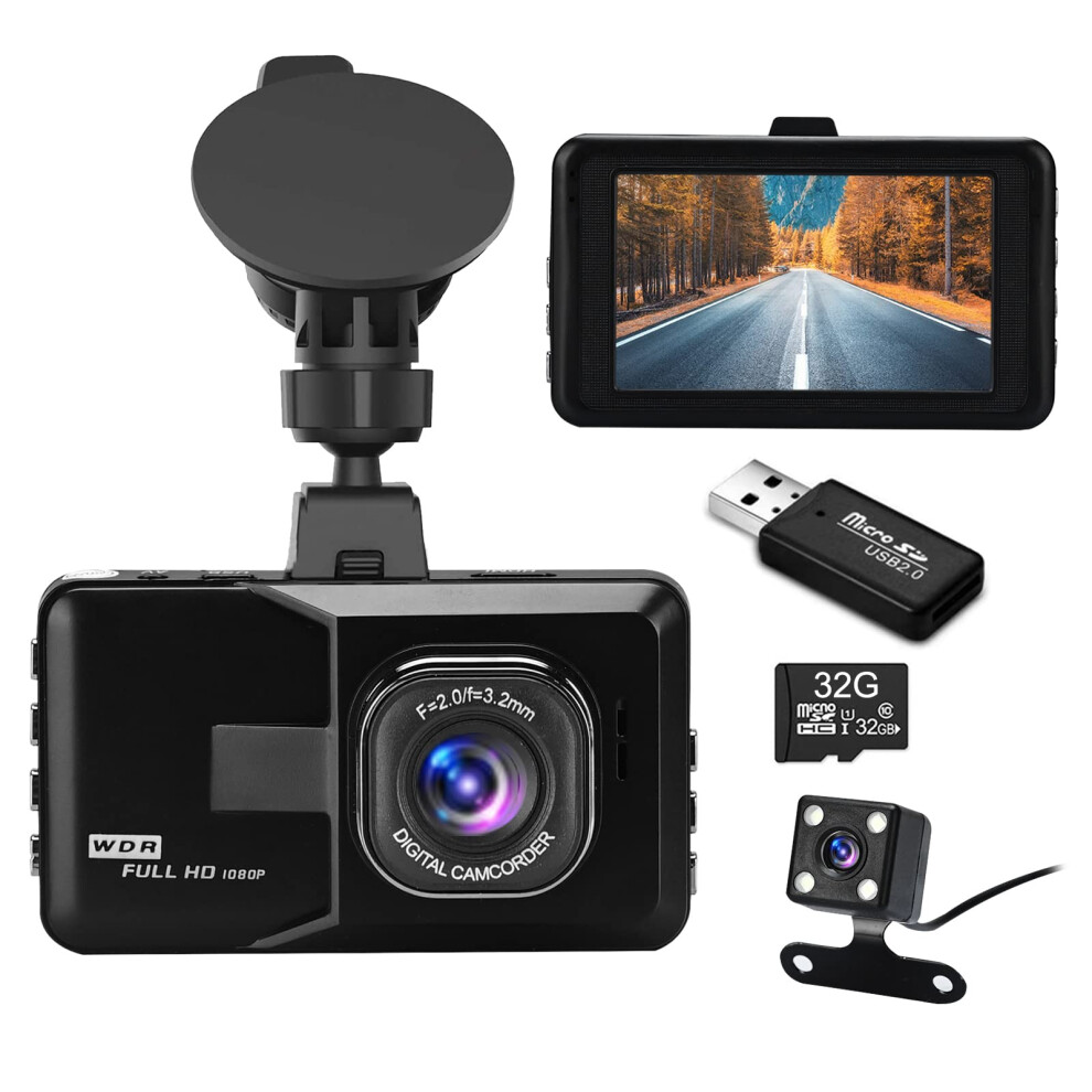 Dash Cam, Podazz Front And Rear 1080P Fhd Dash Cam 34360903
