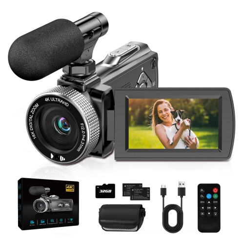 ZIMOCE Video Camera 4K Camcorder 48MP, 18X Digital