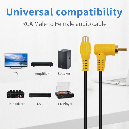 Duttek RCA Extension Cable 1.5M, 90 Degree RCA Mal 2