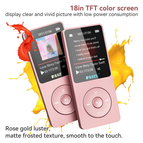 32GB MP3 player with Bluetooth 5.3, ultra-light (3 2
