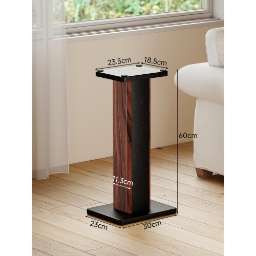 60cm Speaker Stands, 1 Pair Rosewood Wood Grain Fl 1