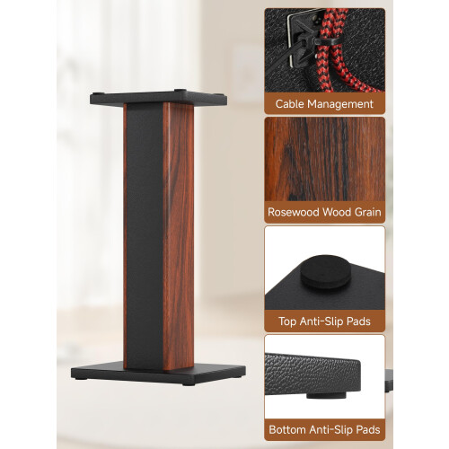 60cm Speaker Stands, 1 Pair Rosewood Wood Grain Fl 2