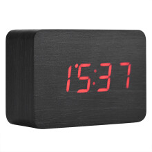 LED Clock For Bedroom With Wireless Charging And Adjustable Brightness, Digital Alarm Clock Featuring Sound Control Modern Wooden Cube Clock For Offic