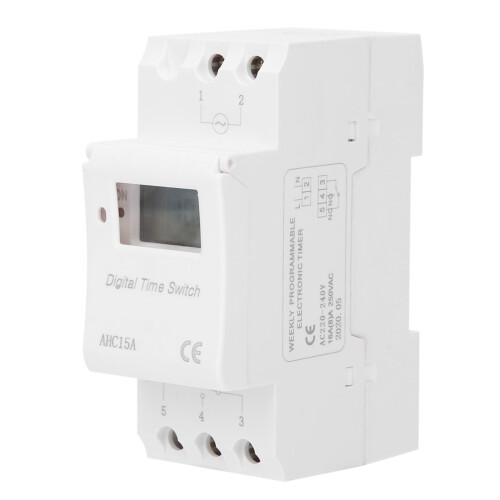 Digital Time Switch AHC15A LCD Rail Control 220V 16A 86.5mm 2