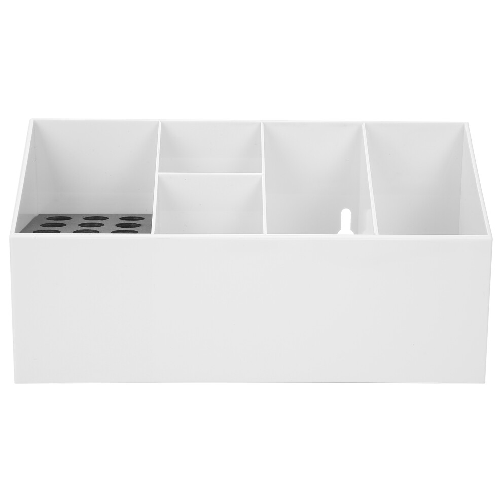 Storage Organizer With Acrylic Material Waterproof Clear Design Makeup Brush Holder Beauty Organizer Rubber Holes For Scissors Tidy Countertop