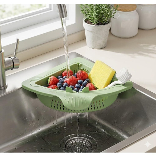 2 Counts Kitchen Sink Corner Strainer with Magnetic Hanging, 3in1 Triangular Drain Basket 2