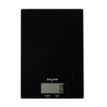 Salter Digital Kitchen Scale Easy Clean Ultra Slim Compact Glass Platform Black