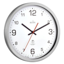 Acctim Atomik Wall Clock NonTick Sweep Radio Controlled Brushed Metal Case 30cm