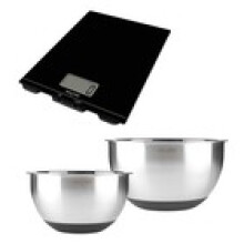 Salter Expert Digital Scale Mixing Bowl Set 2 Stainless Steel Bowls NonSlip