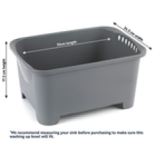 Beldray Washing Up Bowl With Water Drainer Plug Kitchen Sink Basin 8 L Grey