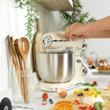 Salter Retro Cream Stand Mixer 5L Bowl 1300W 8 Speeds Dough Hook Whisk