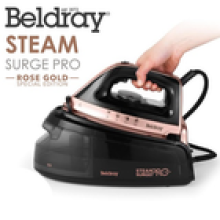 Beldray Steam Iron Ceramic Soleplate Vertical Steam Surge Pro 2400W Rose Gold
