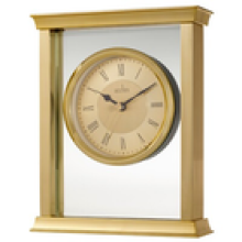 Acctim Halton Mantel Clock Quartz Polished Metal Glass Floating Effect Gold