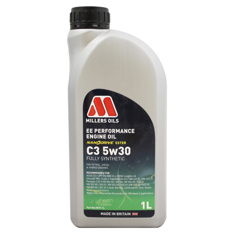 Millers Oils Ee Performance C3 5W30 5W30 Fully Synthetic Engine Oil 1 Litre 1L 48716260