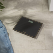 Salter Digital Bathroom Scale Compact 150kg LCD Display Slim Design BlackGold