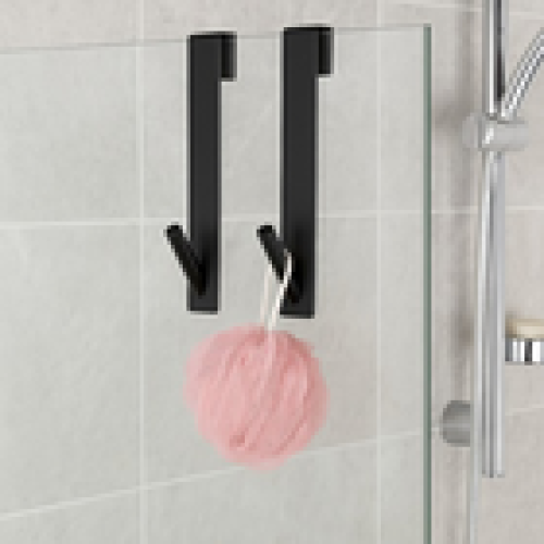 Beldray Beldray Shower Hooks Black – 2 Pack NoTool Fits 15cm Glass SpaceSaving 1
