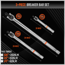 3PC Flexi Head Knuckle Power Breaker Bar Wench Set 12 38 14 Drive 15 10 6