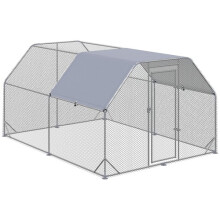 PawHut Chicken Run W Roof Walk In Chicken Coop for 1012 Chickens Hen House
