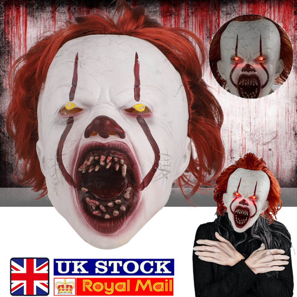 Adults Pennywise Scary Clown Latex Mask Creepy Halloween Costume Props Face Mask