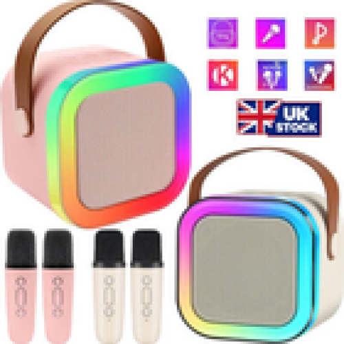 Mini Karaoke Machine Kids with 2 Microphone Portable Bluetooth Speaker with LED 1
