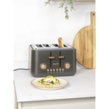 Salter Pebble 4 Slice Toaster Wide Slot 6 Browning Levels Removeable Tray Grey