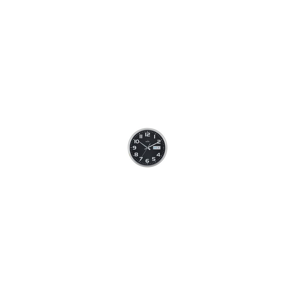 Acctim Supervisor Wall Clock Quartz Chromed Case Date Day Easy Read Numbers 32Cm