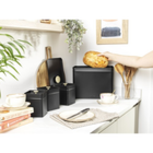 Salter Salter Alchemy 4Piece Set – Bread Bin Tea Coffee Sugar Storage BlackGold 1
