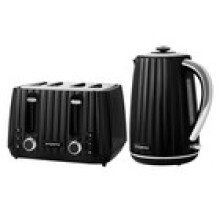 Emperial Toaster Kettle Set Flow Series 4 Slice Toaster 1.7L Kettle Black