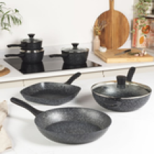 Salter Megastone 5Piece Pot Pan Set – NonStick Induction Glass Lids