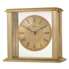 Acctim Gayhurst Mantel Clock Quartz Metal Glass Floating Effect Brass Effect