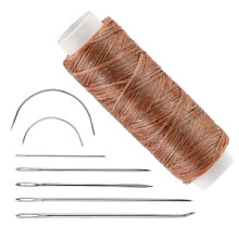 10 Set Leather Hand Sewing Needle Curved-dark khaki wax cord