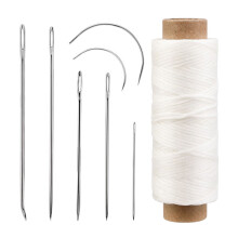 10 Set Leather Sewing Needle Set Curved-This white wax line