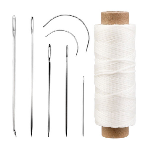 10 Set Leather Sewing Needle Set Curved-This white wax line