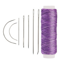 10 Set Leather Sewing Needle Set Curved-light purple wax lin