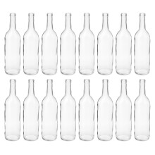 750ml Clear Glass Bordeaux Wine Bottles FlatBottom Cork Finish Case of 16 for Wine Storage