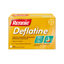 Rennie Deflatine, Trapped Wind and Bloating Tablets, Fast and Effective Heartburn Relief and Indigestion Relief, Sugar Free Mint,