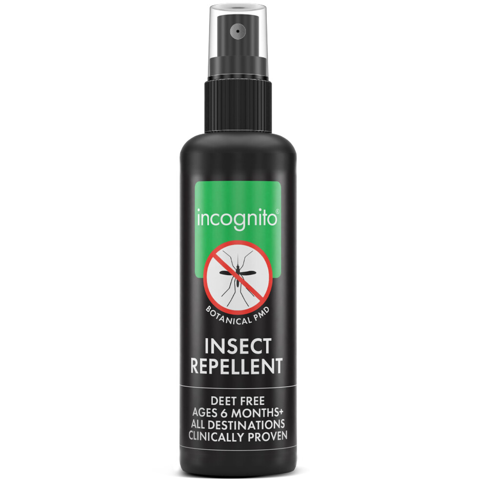 Incognito Insect Repellent Spray, 100Ml - Natural Deet Free, Shields From Wide Range Of Biting Insects. Clinically Proven Protection From Ticks & Den