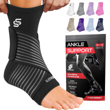 Sleeve Stars Ankle Brace for Women & Men, Ankle Wrap for Sprain, Compression Sleeve for Plantar Fasciitis Relief, Easy Customizabl