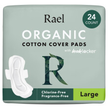 Rael Organic Cotton Cover Sanitary Towels - Heavy Absorbency, Ultra Thin Period Pads with Wings for Women, Unscented, Hypoallergen
