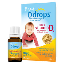 Baby Ddrops 10 µg 60 Drops - Daily Vitamin D3 Supplement for Infants and Young Children - Supports Teeth & Bone Health - No Preser