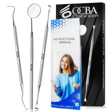OCBA Plaque Remover for Teeth Cleaning Kit Stainless Steel Dental Plaque Removal Tool including Dentist mirror for Personal and Ho